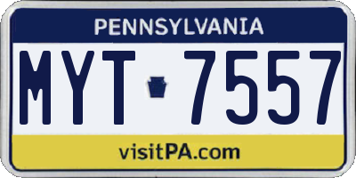 PA license plate MYT7557