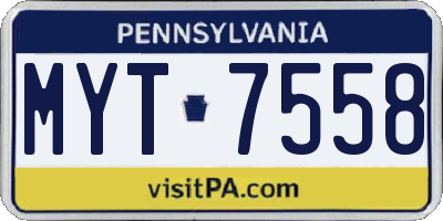 PA license plate MYT7558
