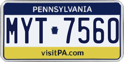 PA license plate MYT7560