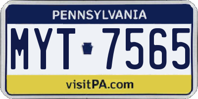 PA license plate MYT7565