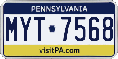 PA license plate MYT7568
