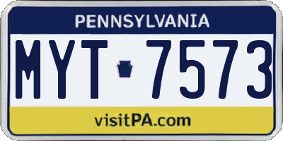 PA license plate MYT7573