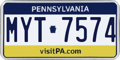 PA license plate MYT7574