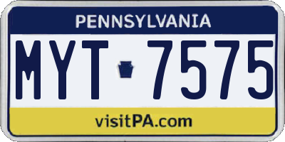 PA license plate MYT7575