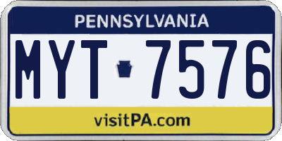 PA license plate MYT7576