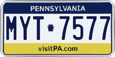 PA license plate MYT7577