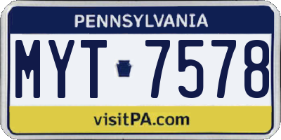 PA license plate MYT7578