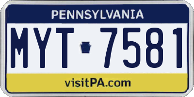 PA license plate MYT7581
