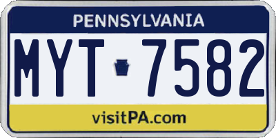PA license plate MYT7582