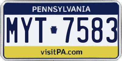 PA license plate MYT7583
