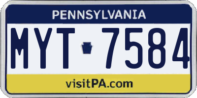 PA license plate MYT7584
