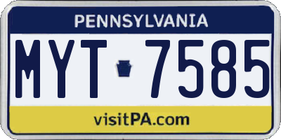 PA license plate MYT7585