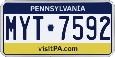 PA license plate MYT7592