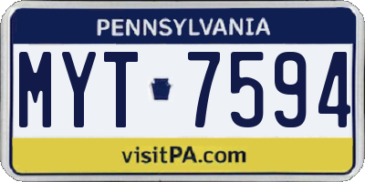 PA license plate MYT7594