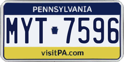 PA license plate MYT7596