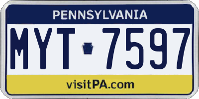 PA license plate MYT7597