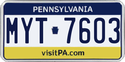 PA license plate MYT7603