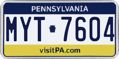 PA license plate MYT7604