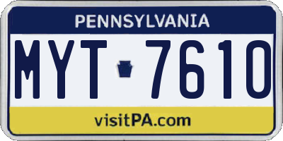 PA license plate MYT7610