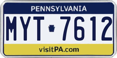 PA license plate MYT7612