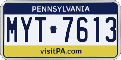 PA license plate MYT7613