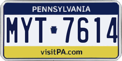 PA license plate MYT7614