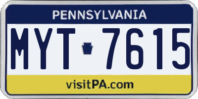 PA license plate MYT7615