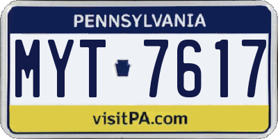 PA license plate MYT7617
