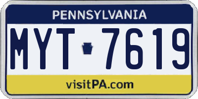 PA license plate MYT7619