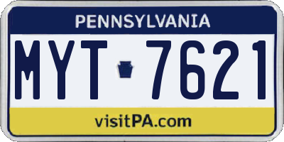 PA license plate MYT7621