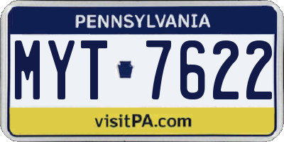 PA license plate MYT7622