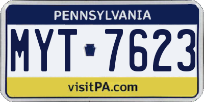 PA license plate MYT7623