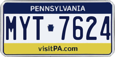 PA license plate MYT7624