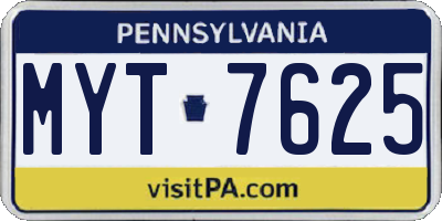 PA license plate MYT7625