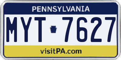 PA license plate MYT7627