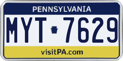 PA license plate MYT7629
