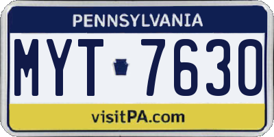 PA license plate MYT7630