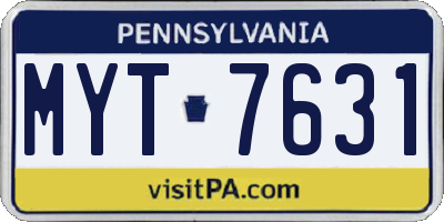 PA license plate MYT7631