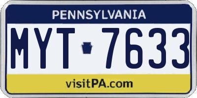 PA license plate MYT7633