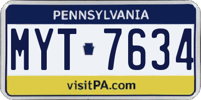 PA license plate MYT7634
