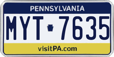PA license plate MYT7635