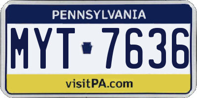 PA license plate MYT7636