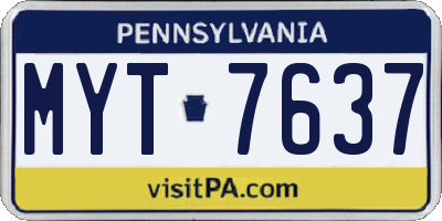 PA license plate MYT7637