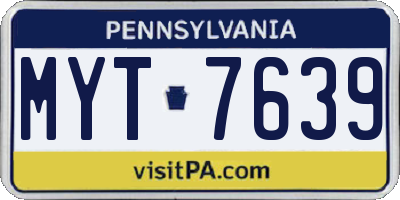 PA license plate MYT7639