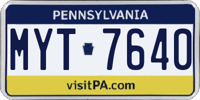 PA license plate MYT7640