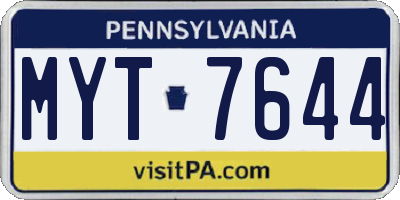 PA license plate MYT7644