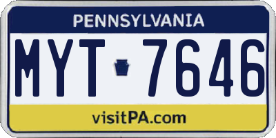 PA license plate MYT7646