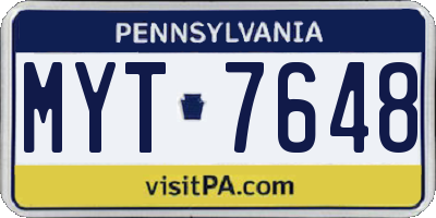 PA license plate MYT7648