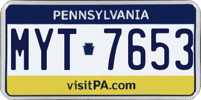 PA license plate MYT7653