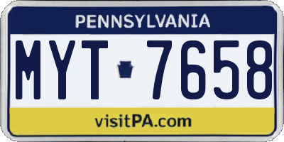 PA license plate MYT7658